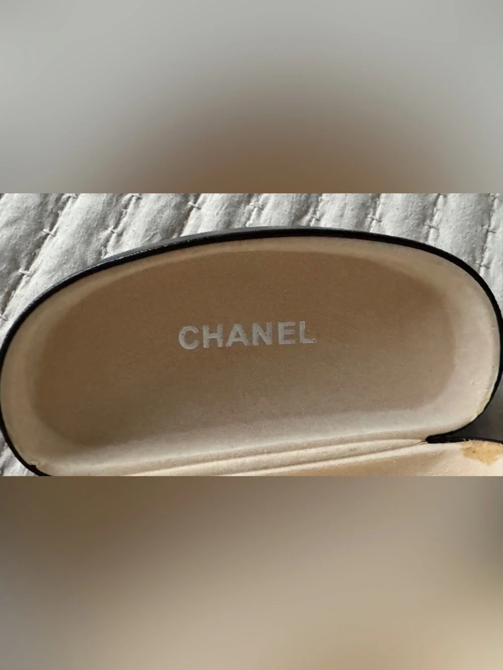 CHANEL Black Sunglasses Case with Embossed Logo